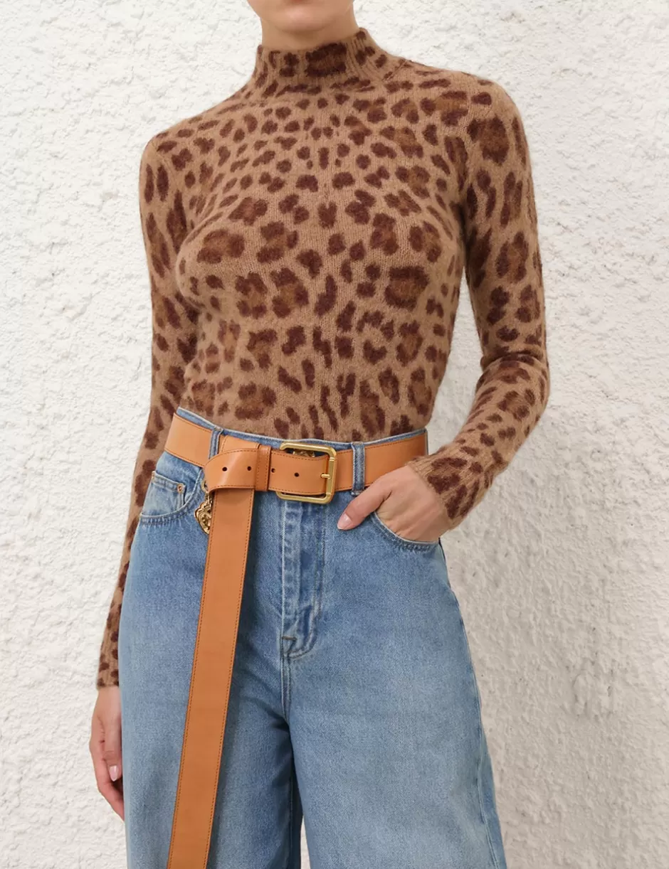 ZIMMERMANN Clothing | Tops<Crush Printed Sweater Leopard