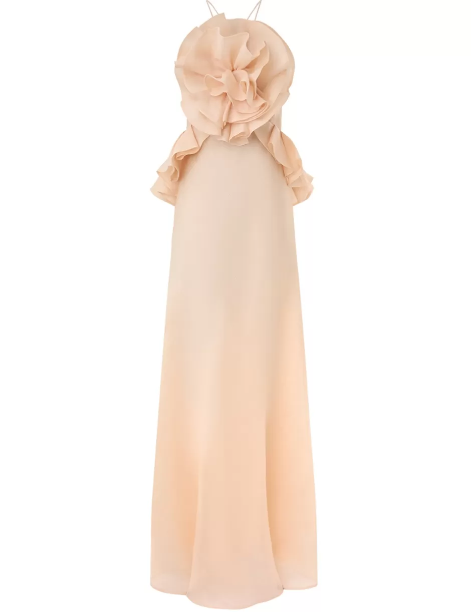 ZIMMERMANN Clothing | Dresses<Crush Ruffle Halter Maxi Dress Peach