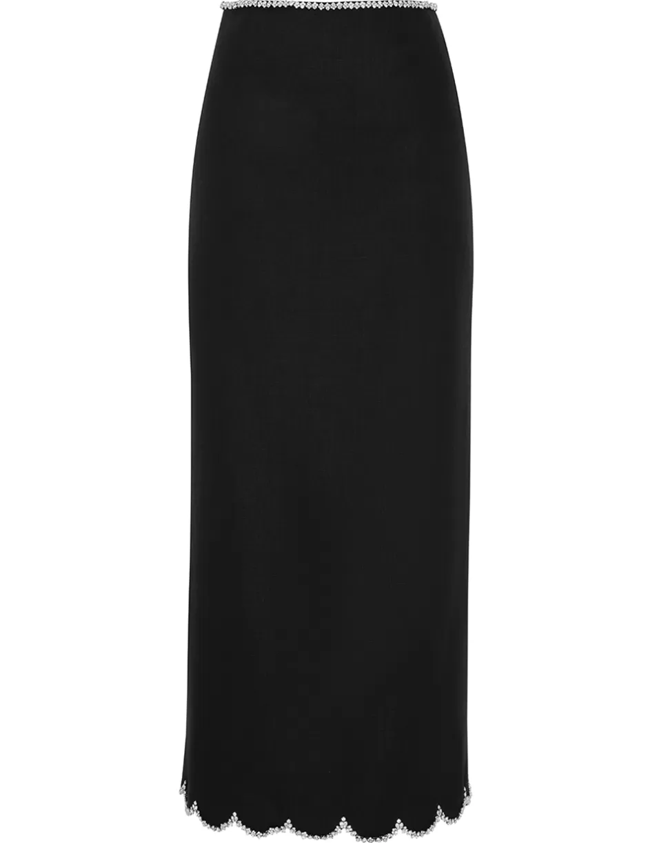 ZIMMERMANN Clothing | Skirts<Crush Scalloped Midi Skirt Black