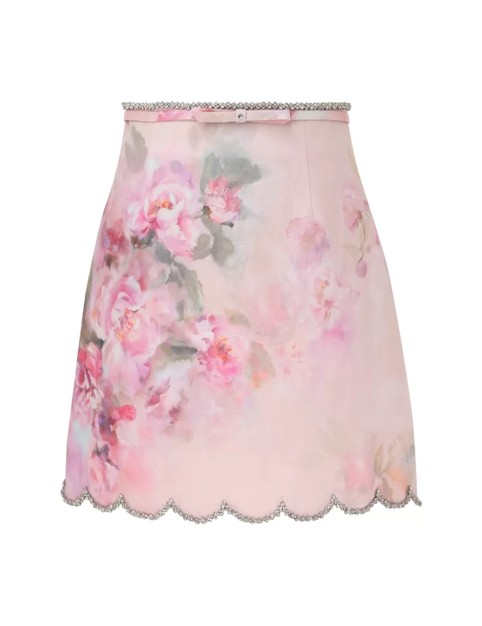 ZIMMERMANN Clothing | Skirts<Crush Scalloped Mini Skirt Pink Floral