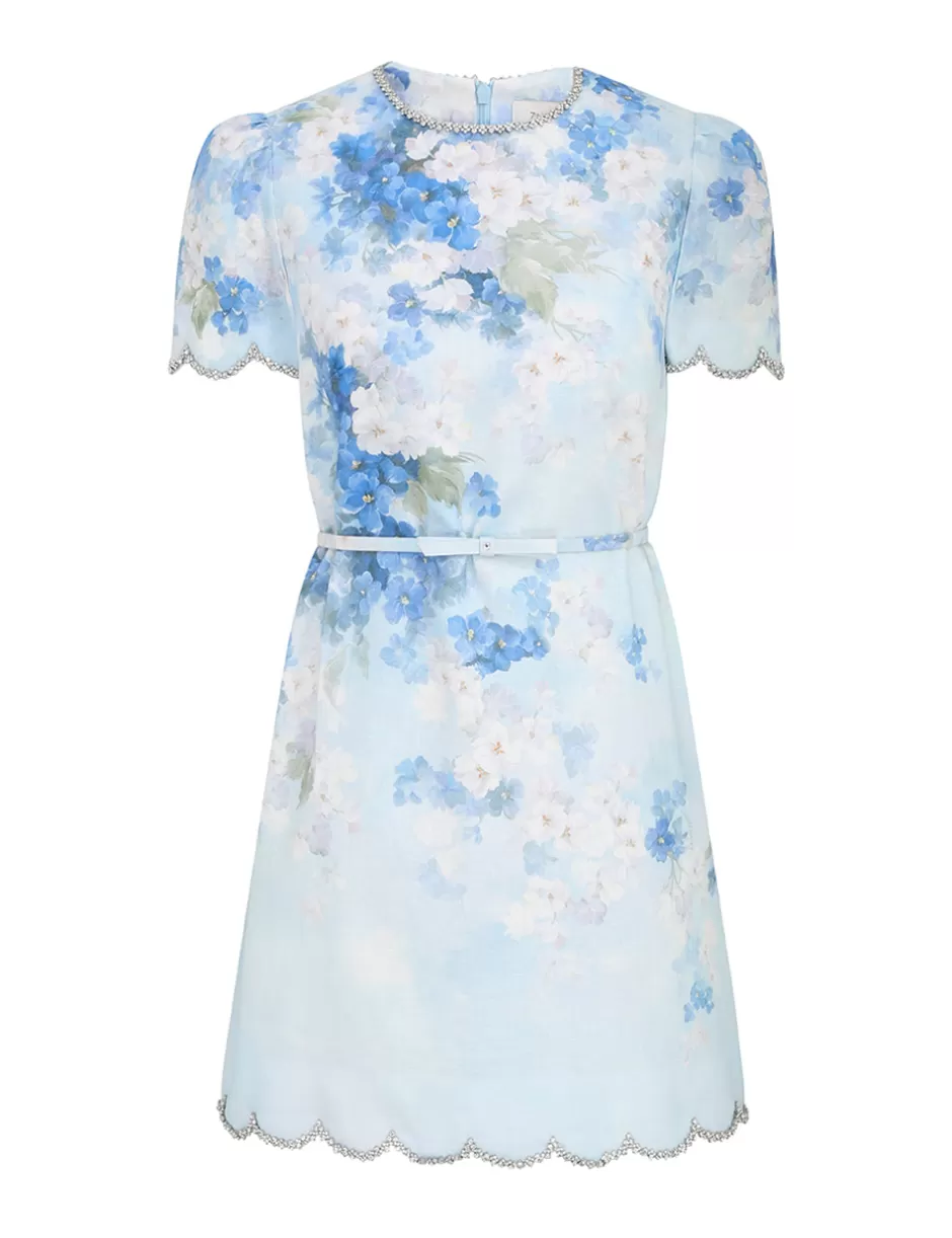 ZIMMERMANN Clothing | Dresses<Crush Scalloped Shift Dress Blue Floral