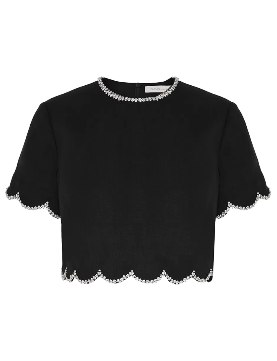 ZIMMERMANN Clothing | Tops<Crush Scalloped Top Black