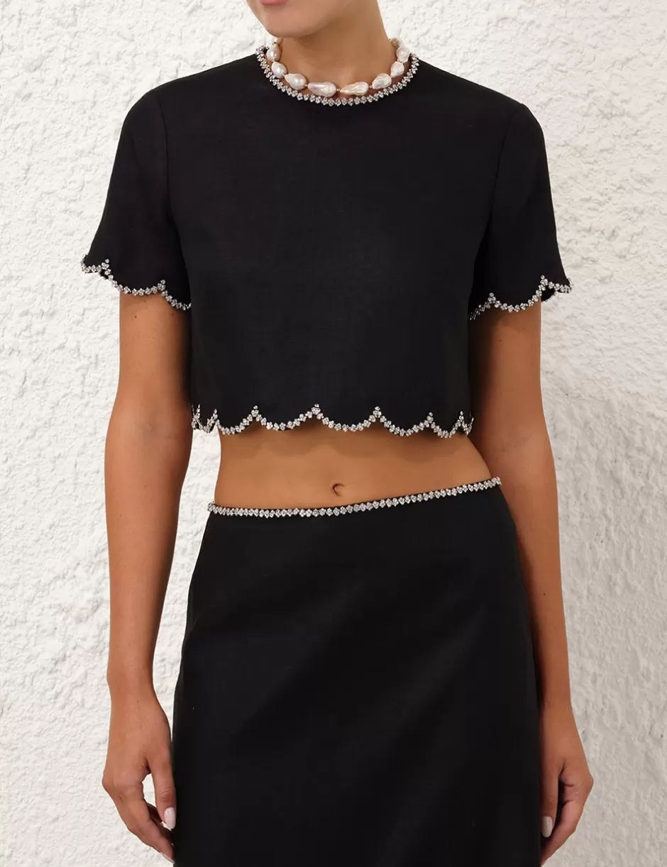 ZIMMERMANN Clothing | Tops<Crush Scalloped Top Black