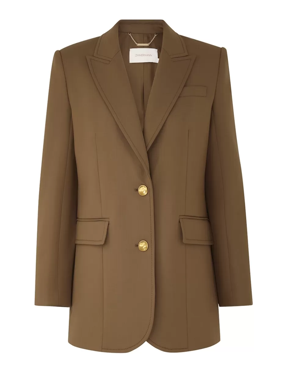 ZIMMERMANN Clothing | Jackets & Coats<Crush Single Breasted Jacket Olive