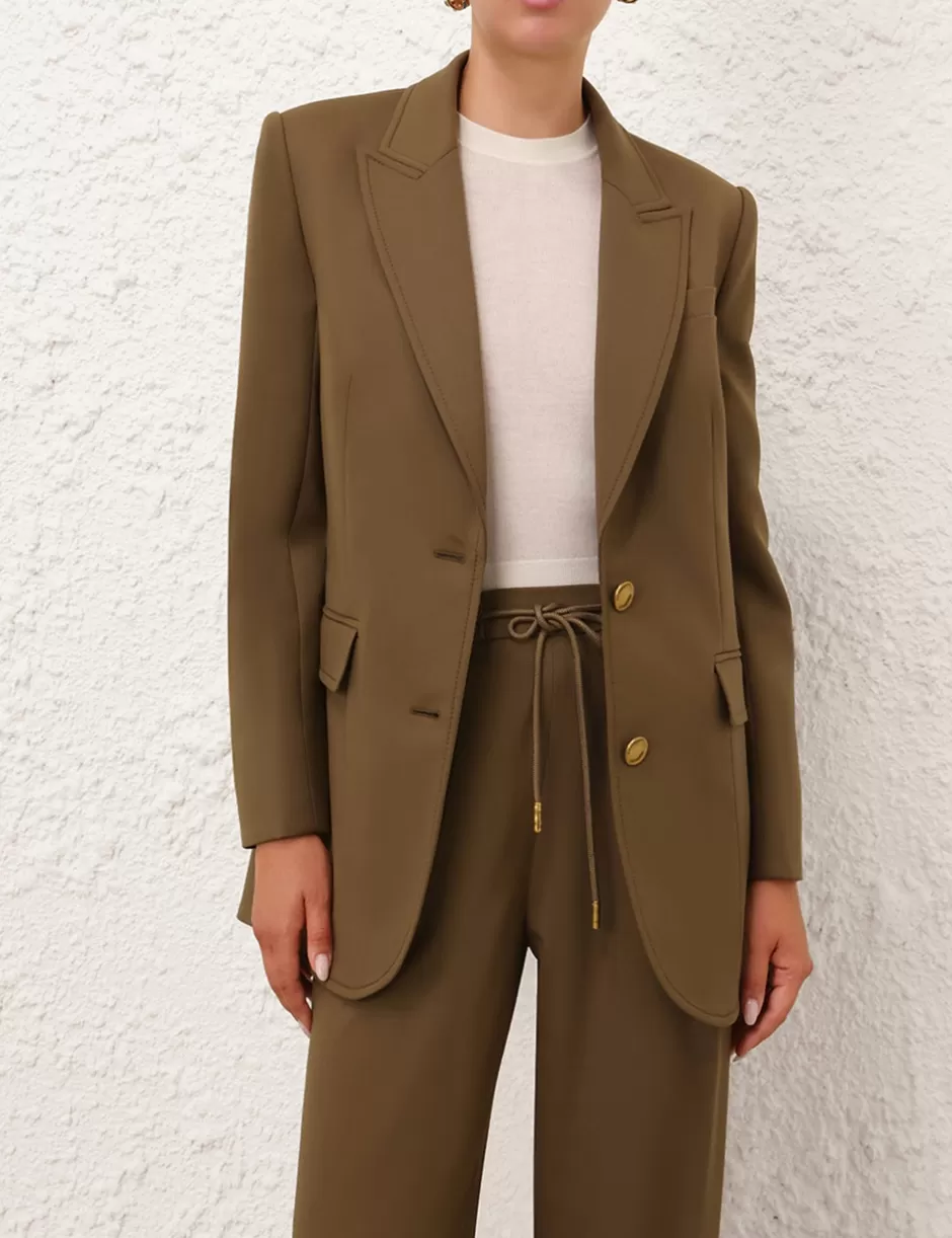 ZIMMERMANN Clothing | Jackets & Coats<Crush Single Breasted Jacket Olive