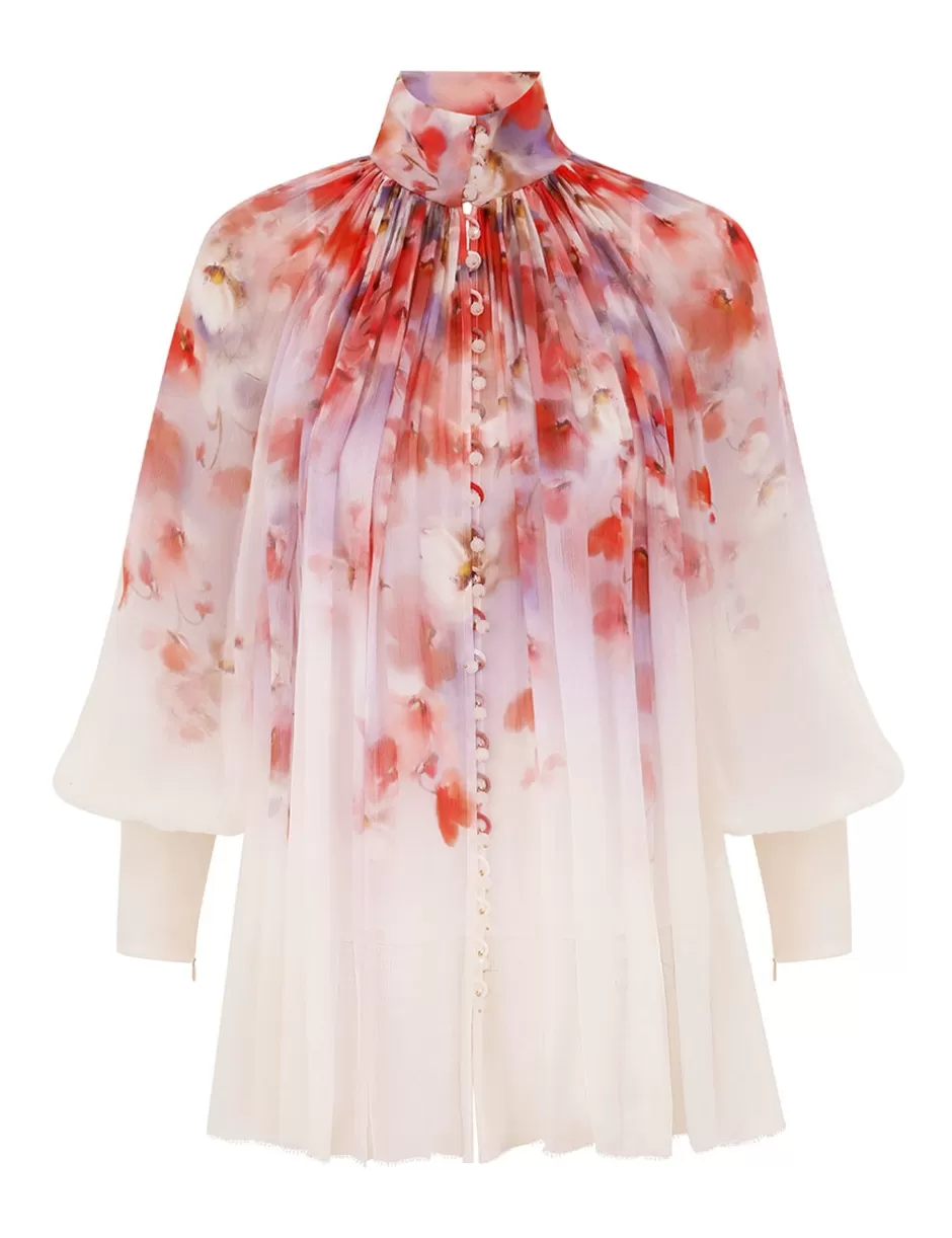 ZIMMERMANN Clothing | Tops<Crush Smock Blouse Scarlet Floral