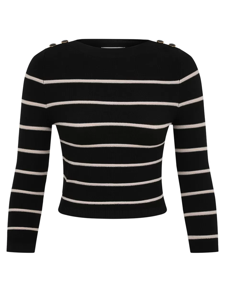 ZIMMERMANN Clothing | Tops<Crush Stripe Cropped Top Black Cream