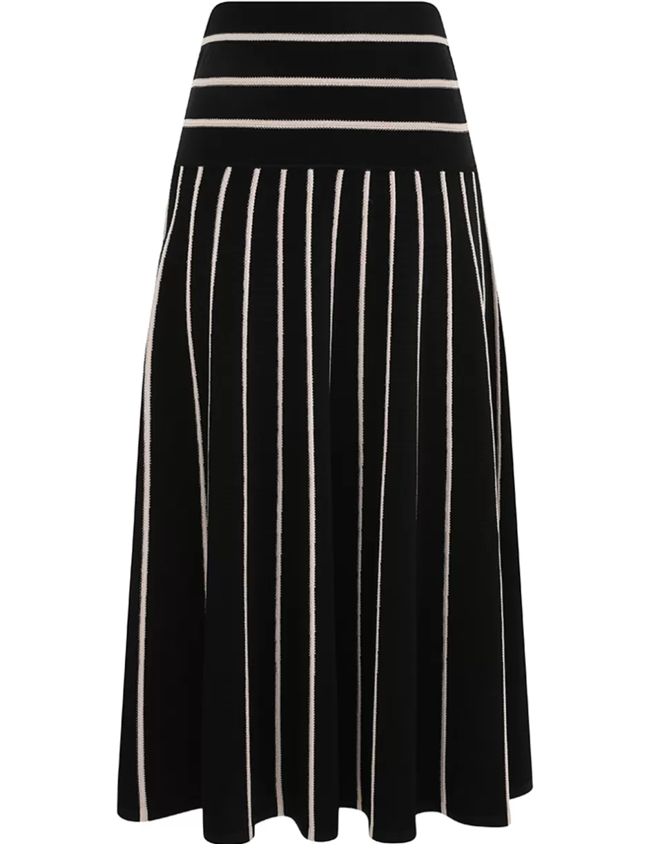 ZIMMERMANN Clothing | Skirts<Crush Stripe Midi Skirt Black Cream