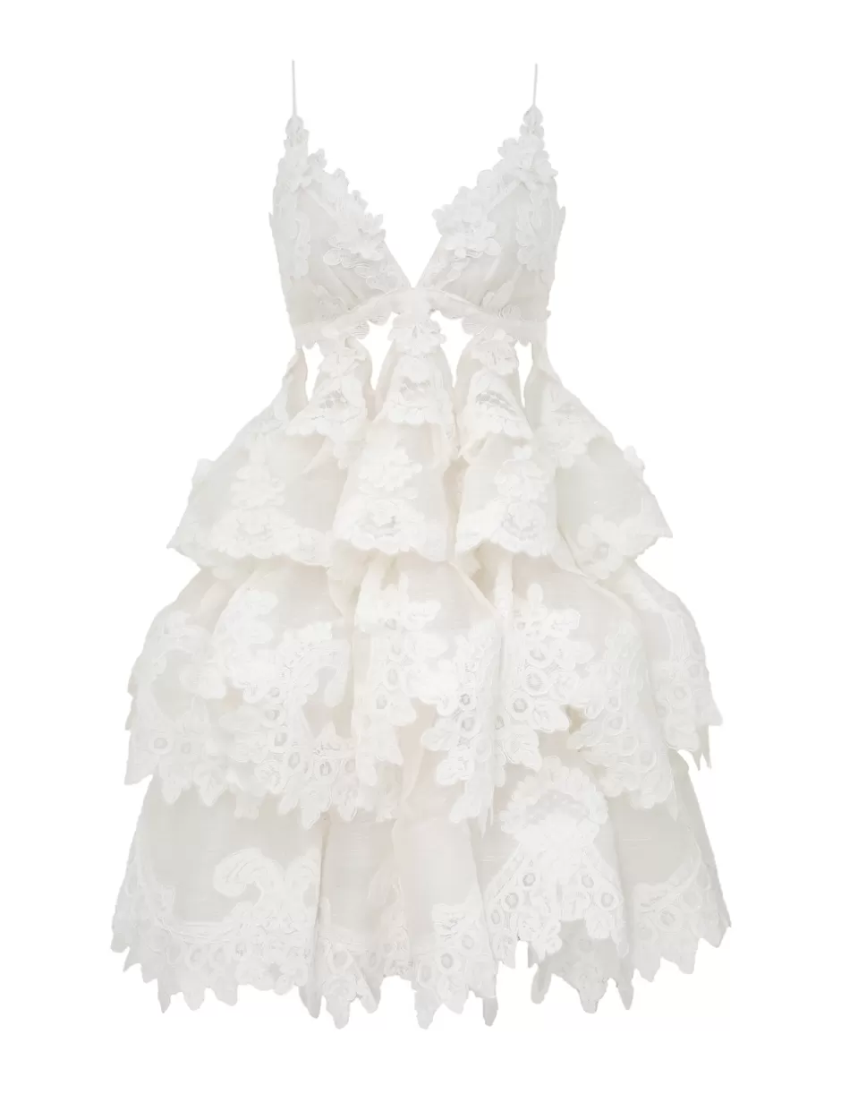 ZIMMERMANN Clothing | Dresses<Crush Tiered Lace Dress Ivory