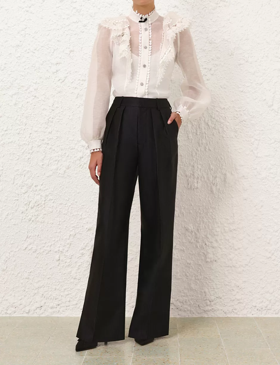 ZIMMERMANN Clothing | Shorts & Pants<Crush Tuck Wide Leg Pant Black