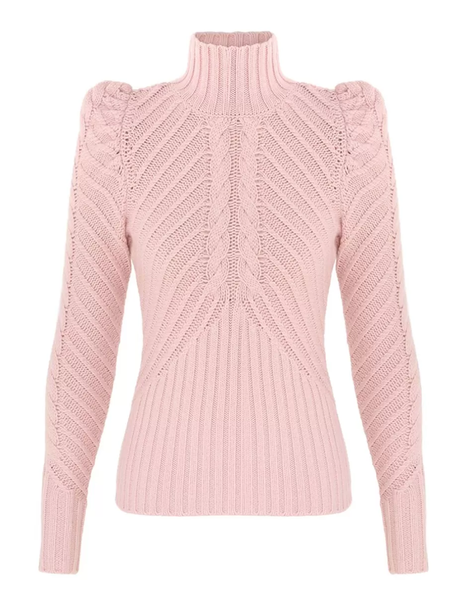 ZIMMERMANN Clothing | Tops<Crush Turtleneck Cable Sweater Pink