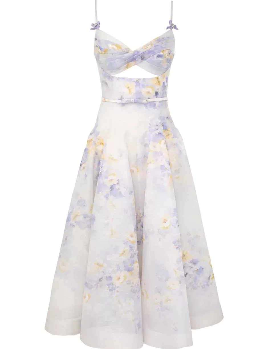 ZIMMERMANN Clothing | Dresses<Crush Twist Front Midi Dress Lilac Floral