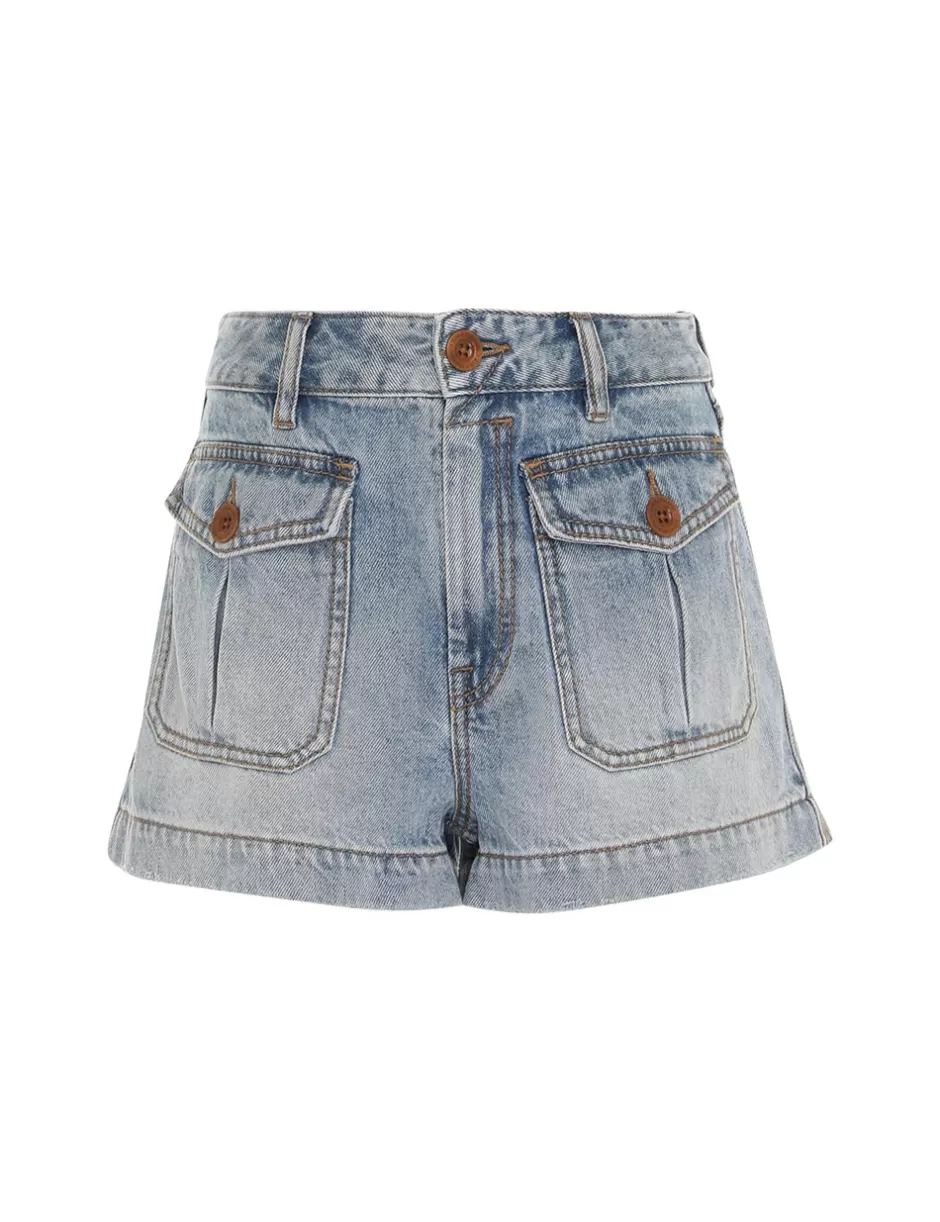 ZIMMERMANN Clothing | Shorts & Pants<Denim Mini Short Faded Blue