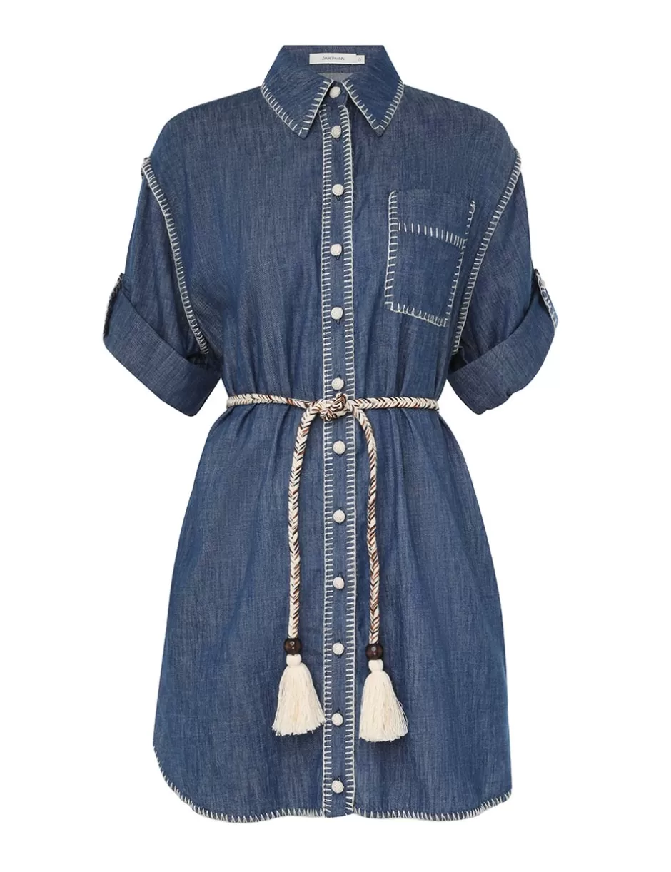 ZIMMERMANN Clothing | Denim<Denim Shirt Dress Railway Blue