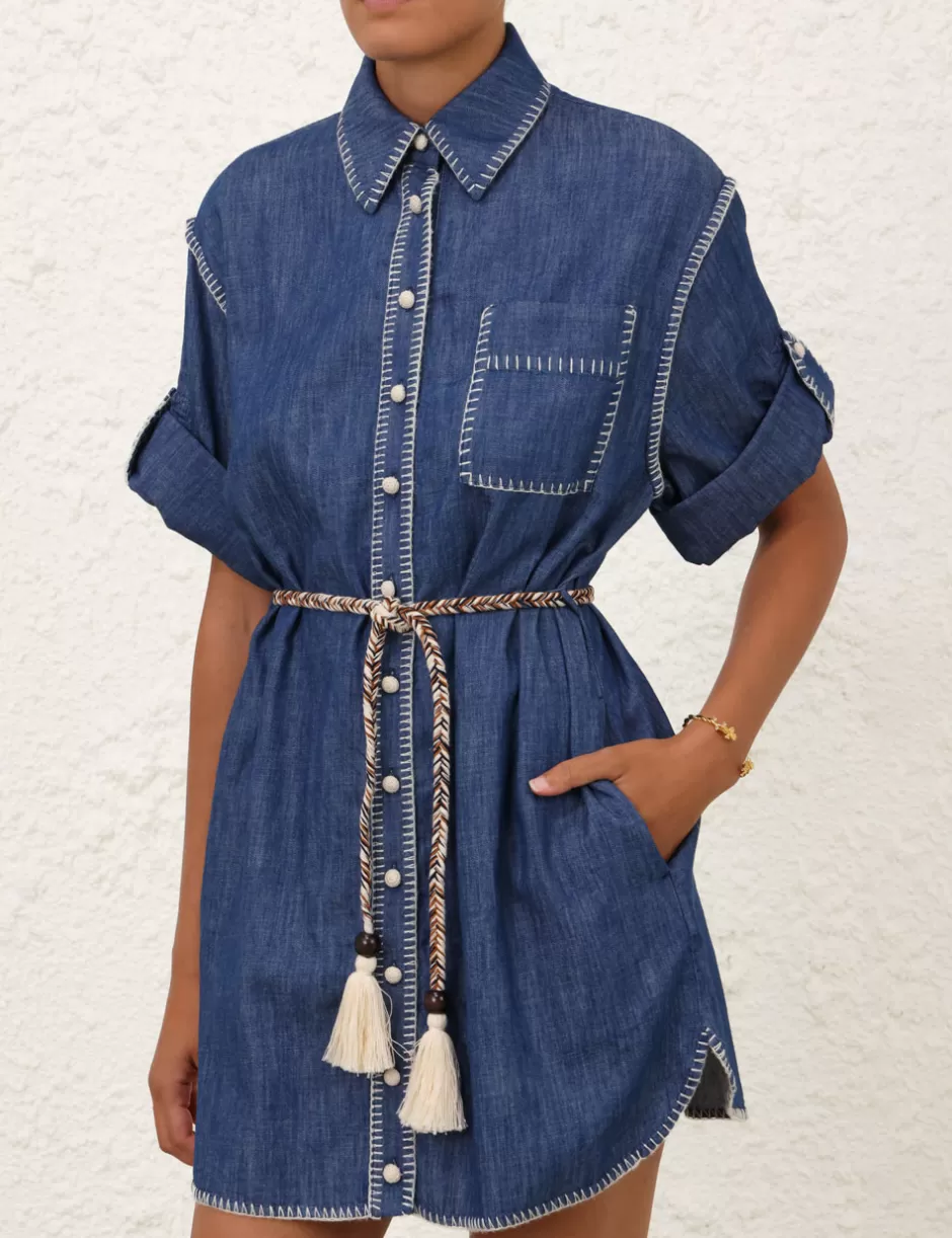 ZIMMERMANN Clothing | Denim<Denim Shirt Dress Railway Blue