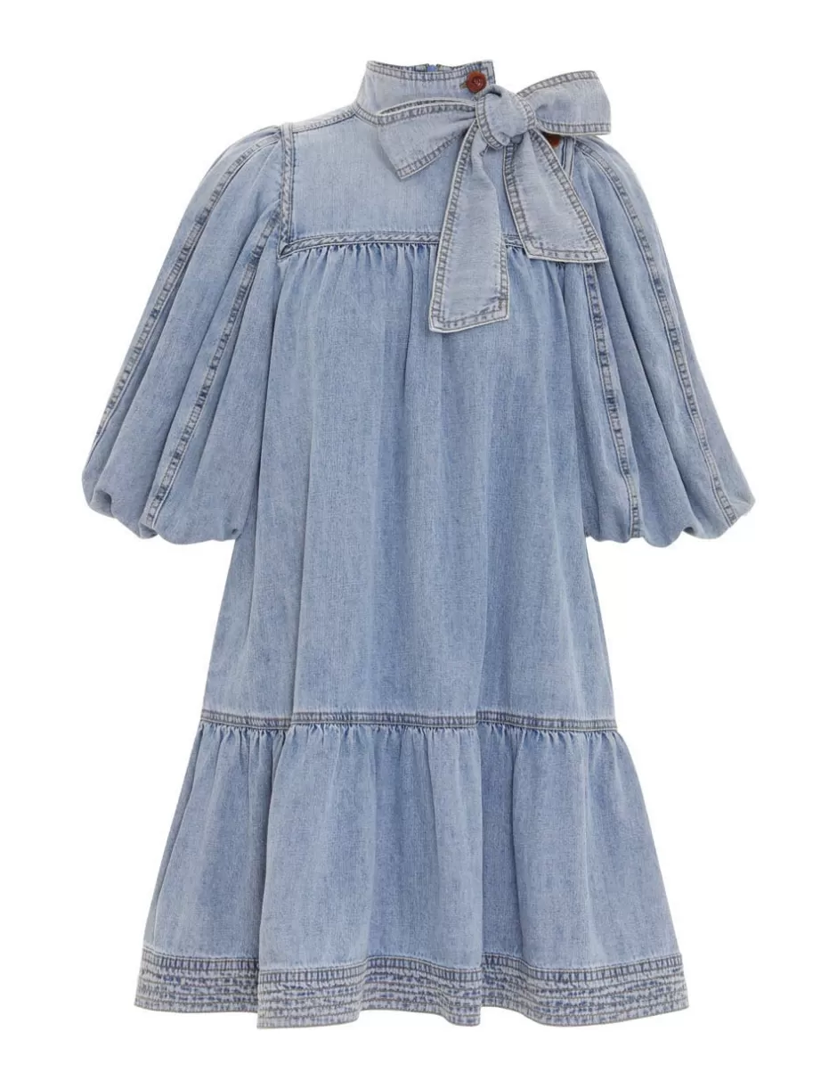 ZIMMERMANN Clothing | Denim<Denim Smock Dress Faded Blue