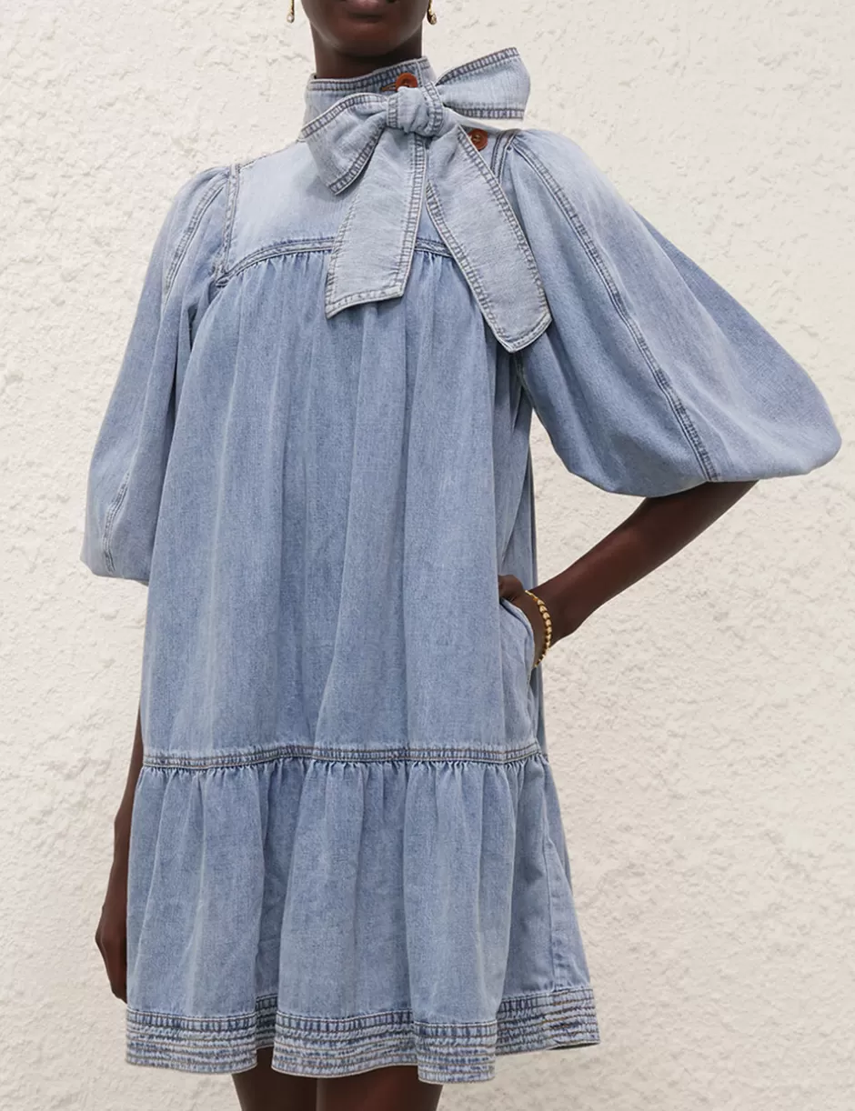 ZIMMERMANN Clothing | Denim<Denim Smock Dress Faded Blue