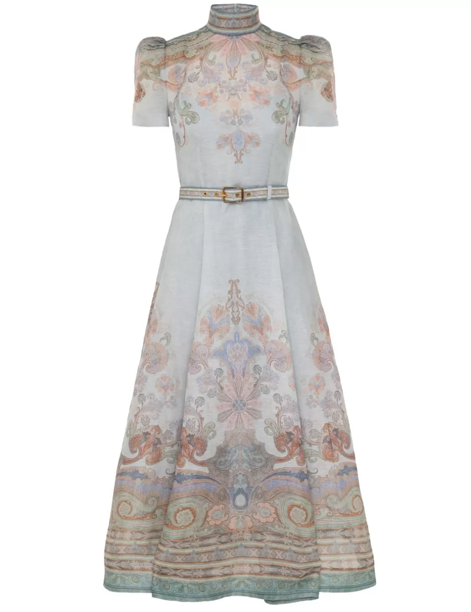 ZIMMERMANN Clothing | Dresses<Eden Belted Midi Dress Blue Paisley