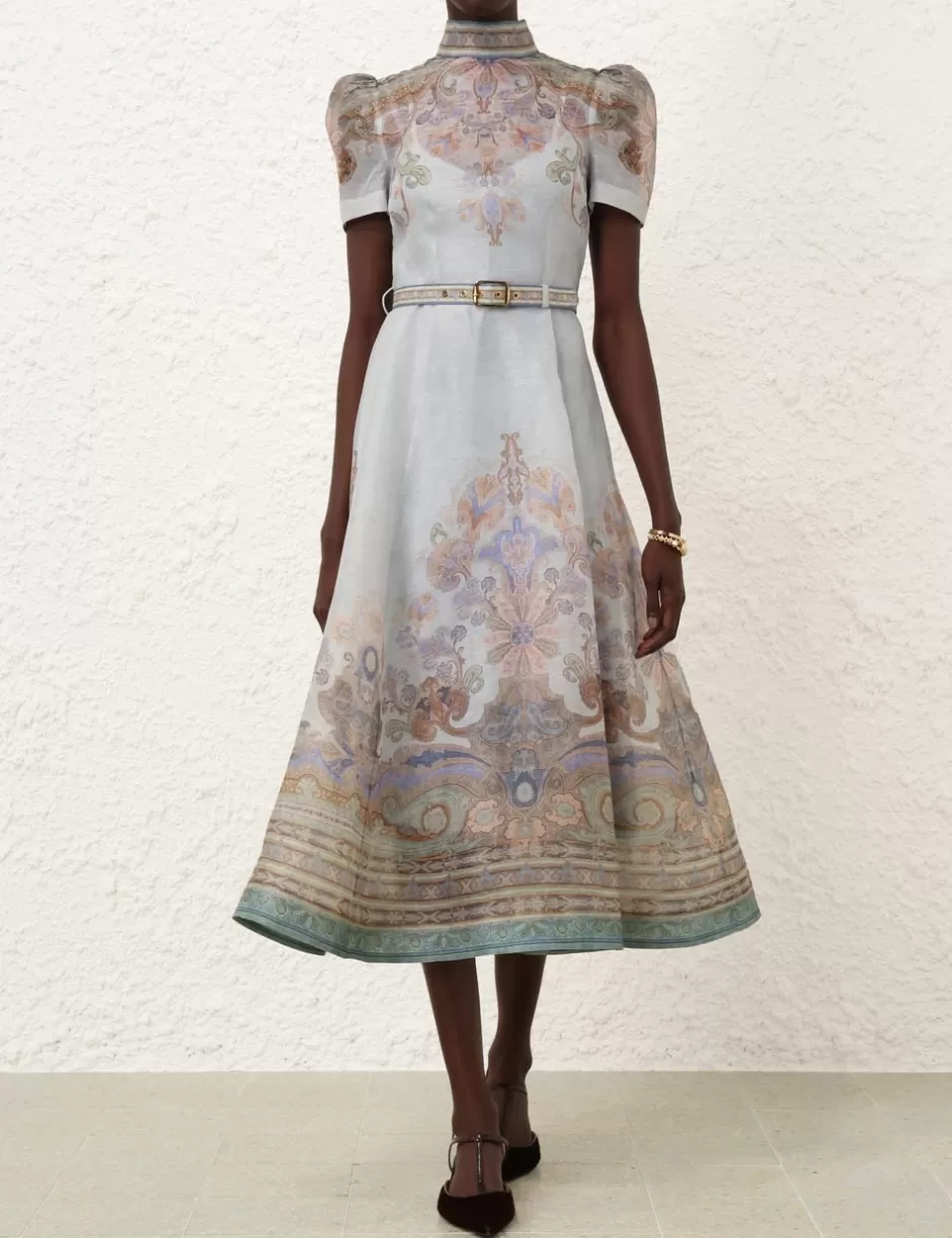 ZIMMERMANN Clothing | Dresses<Eden Belted Midi Dress Blue Paisley