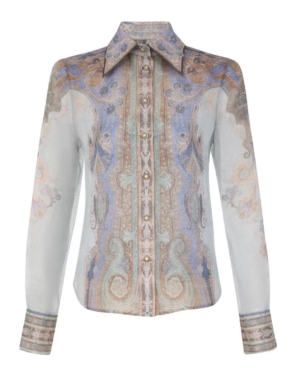 ZIMMERMANN Clothing | Tops<Eden Body Shirt Blue Paisley