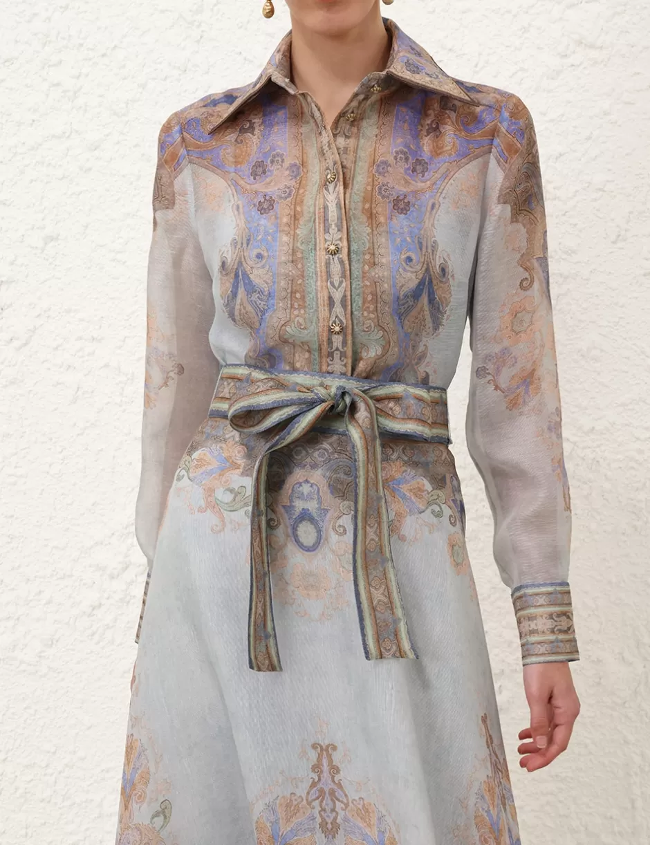 ZIMMERMANN Clothing | Tops<Eden Body Shirt Blue Paisley