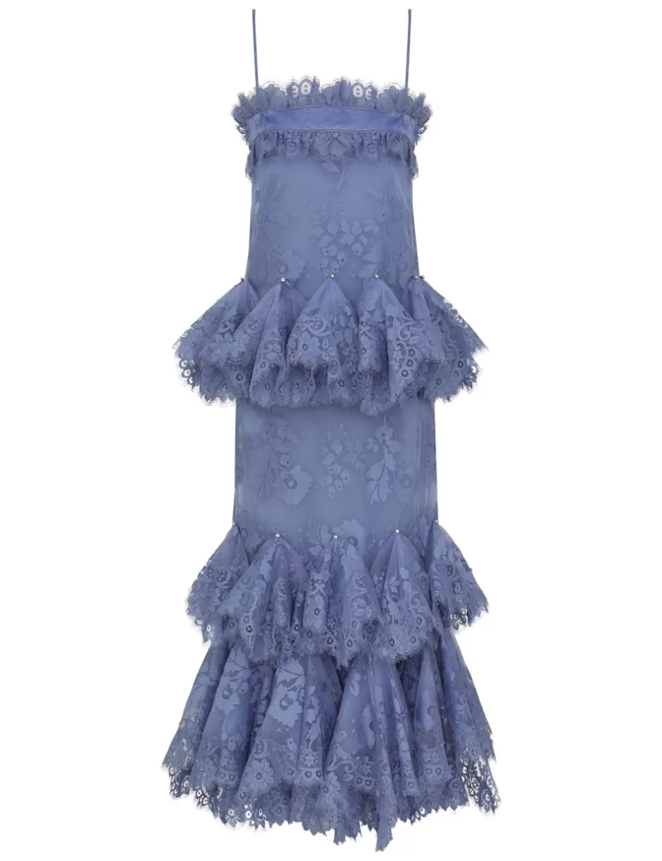 ZIMMERMANN Clothing | Dresses<Eden Lace Handkerchief Dress Dusty Blue