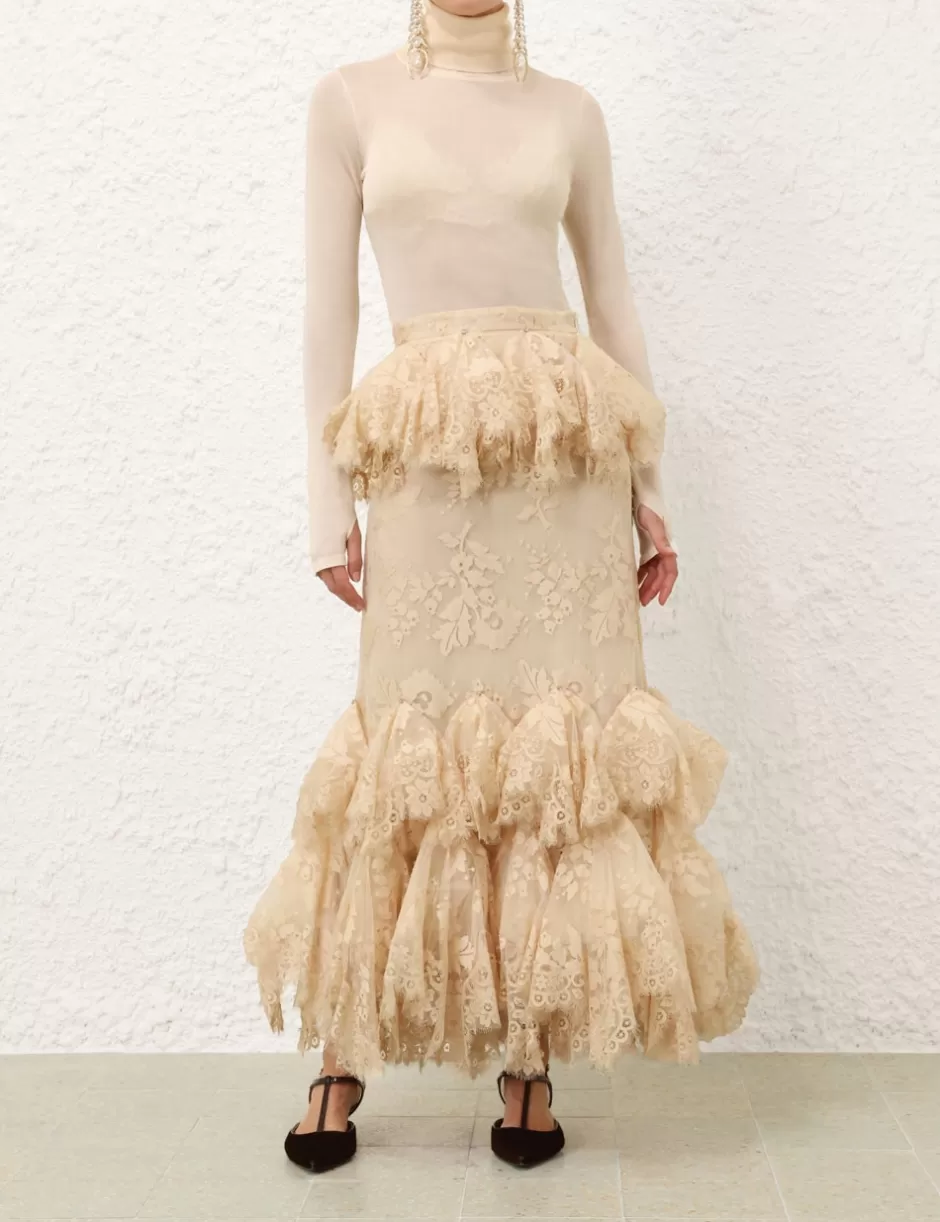 ZIMMERMANN Clothing | Skirts<Eden Lace Handkerchief Skirt Light Tea