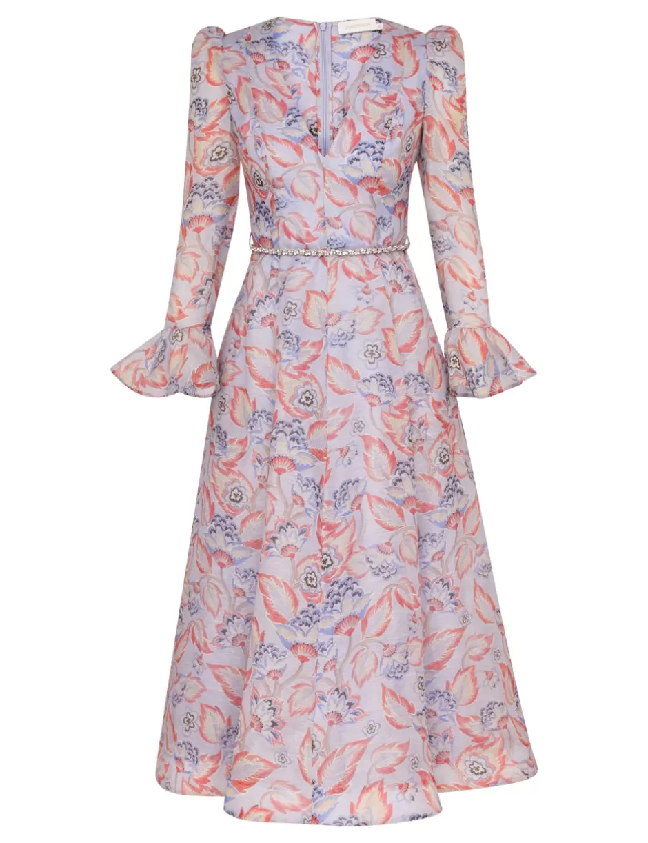 ZIMMERMANN Clothing | Dresses<Eden Long Sleeve Midi Dress Sapphire Eden