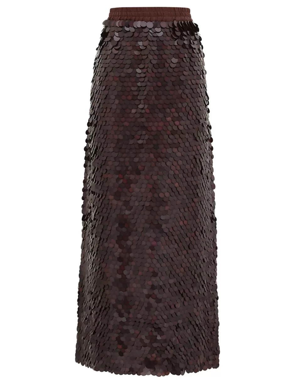 ZIMMERMANN Clothing | Skirts<Eden Sequin Maxi Skirt Mahogany