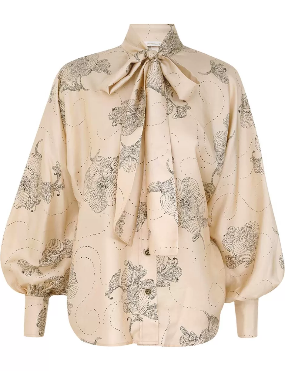 ZIMMERMANN Clothing | Tops<Eden Tie Neck Blouse Tea Sketch