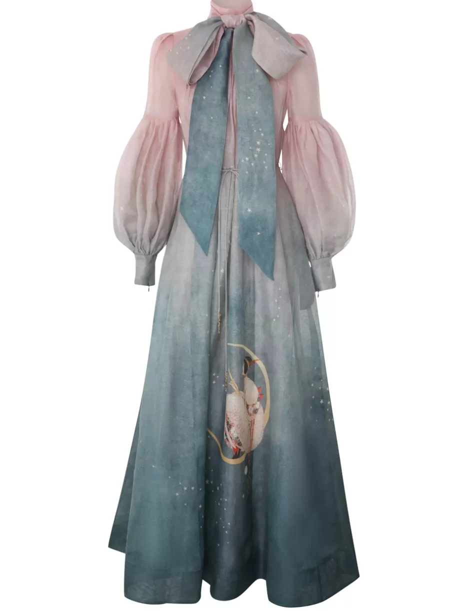 ZIMMERMANN Clothing | Dresses<Eden Tie Neck Gown Luna Midnight