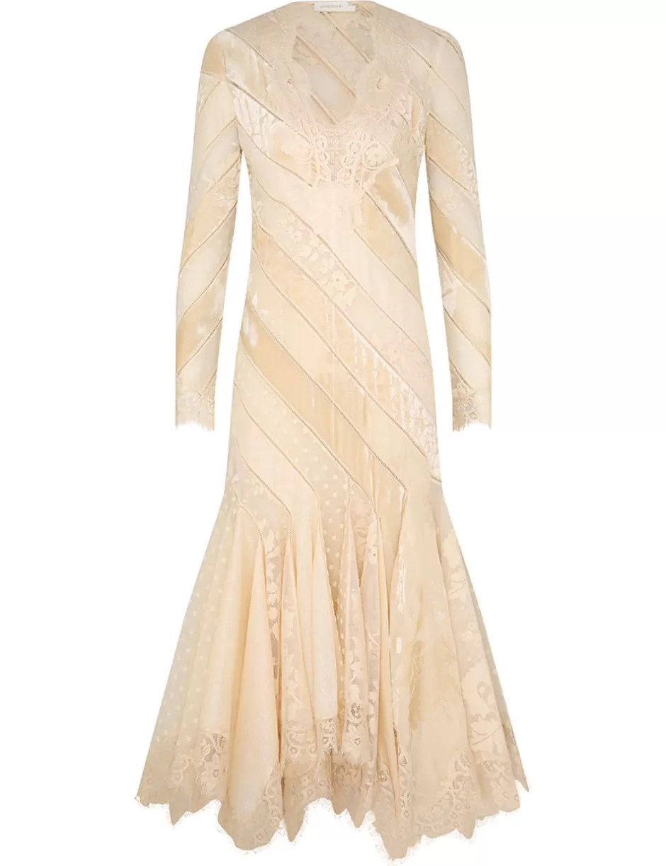 ZIMMERMANN Dresses | Lace<Eden V Neck Spliced Gown Cream