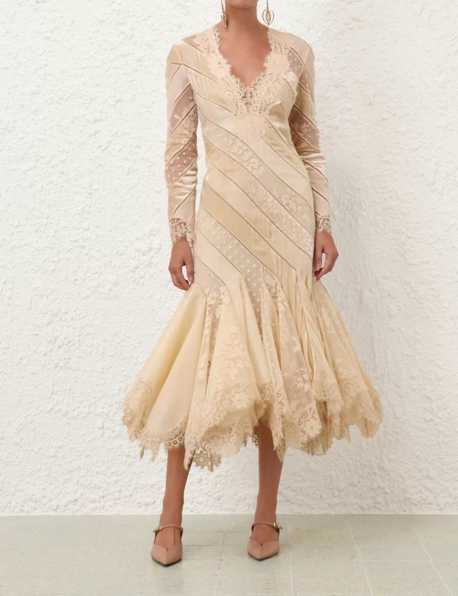 ZIMMERMANN Dresses | Lace<Eden V Neck Spliced Gown Cream