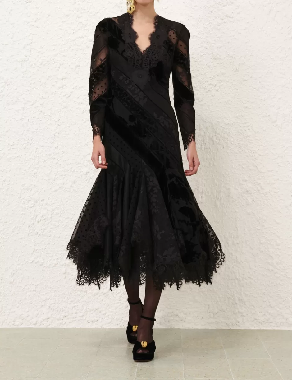 ZIMMERMANN Clothing | Dresses<Eden V Neck Spliced Gown Black