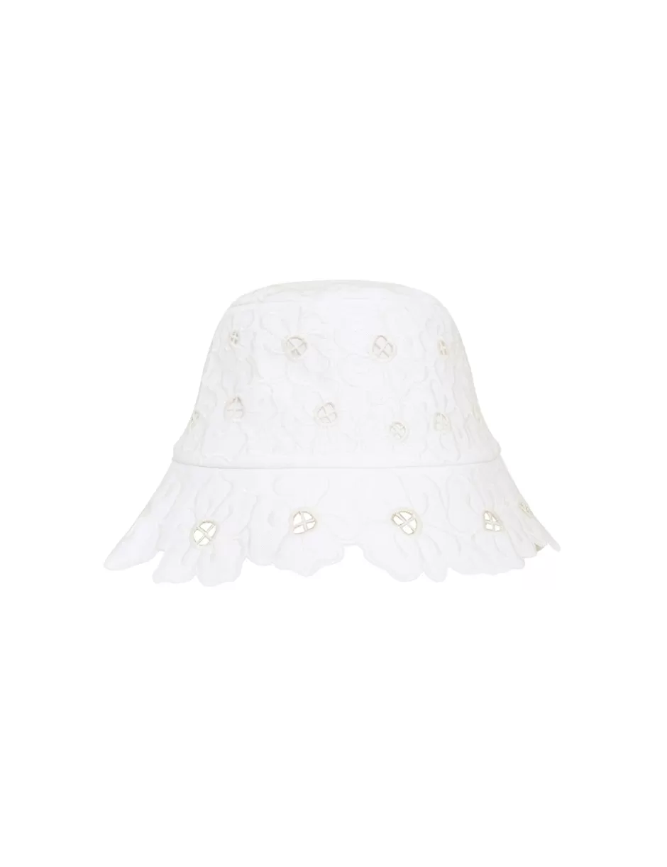 ZIMMERMANN Accessories | Hats<Floral Embroidery Bucket Hat Ivory