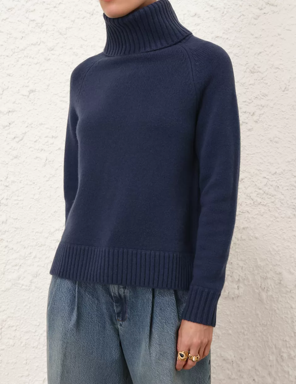 ZIMMERMANN Clothing | Knitwear<Funnel Neck Sweater Marine