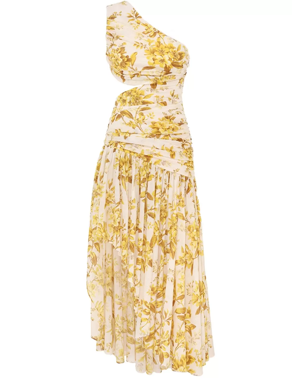 ZIMMERMANN Clothing | Dresses & Coverups<Golden Asymmetric Dress Yellow Toile Floral