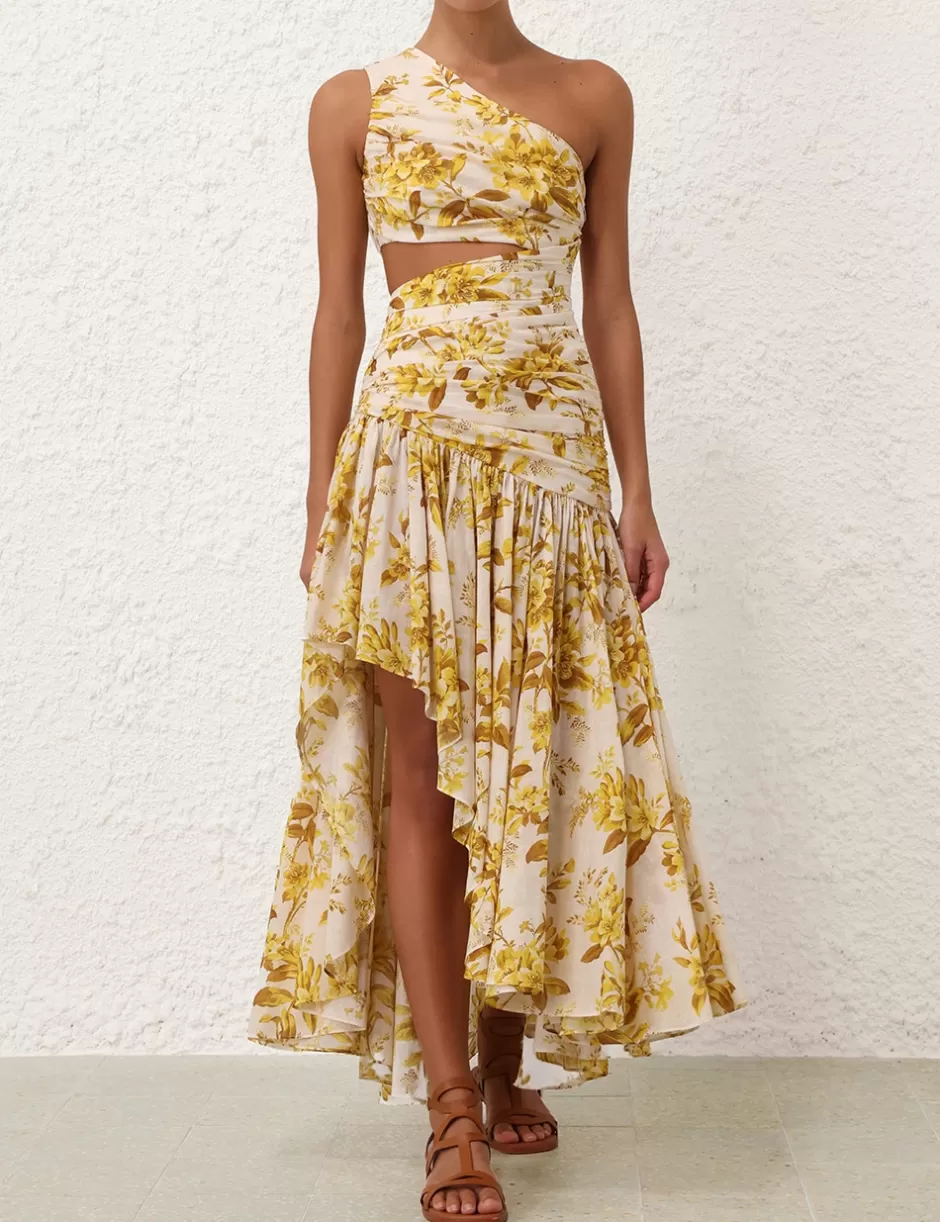 ZIMMERMANN Clothing | Dresses & Coverups<Golden Asymmetric Dress Yellow Toile Floral