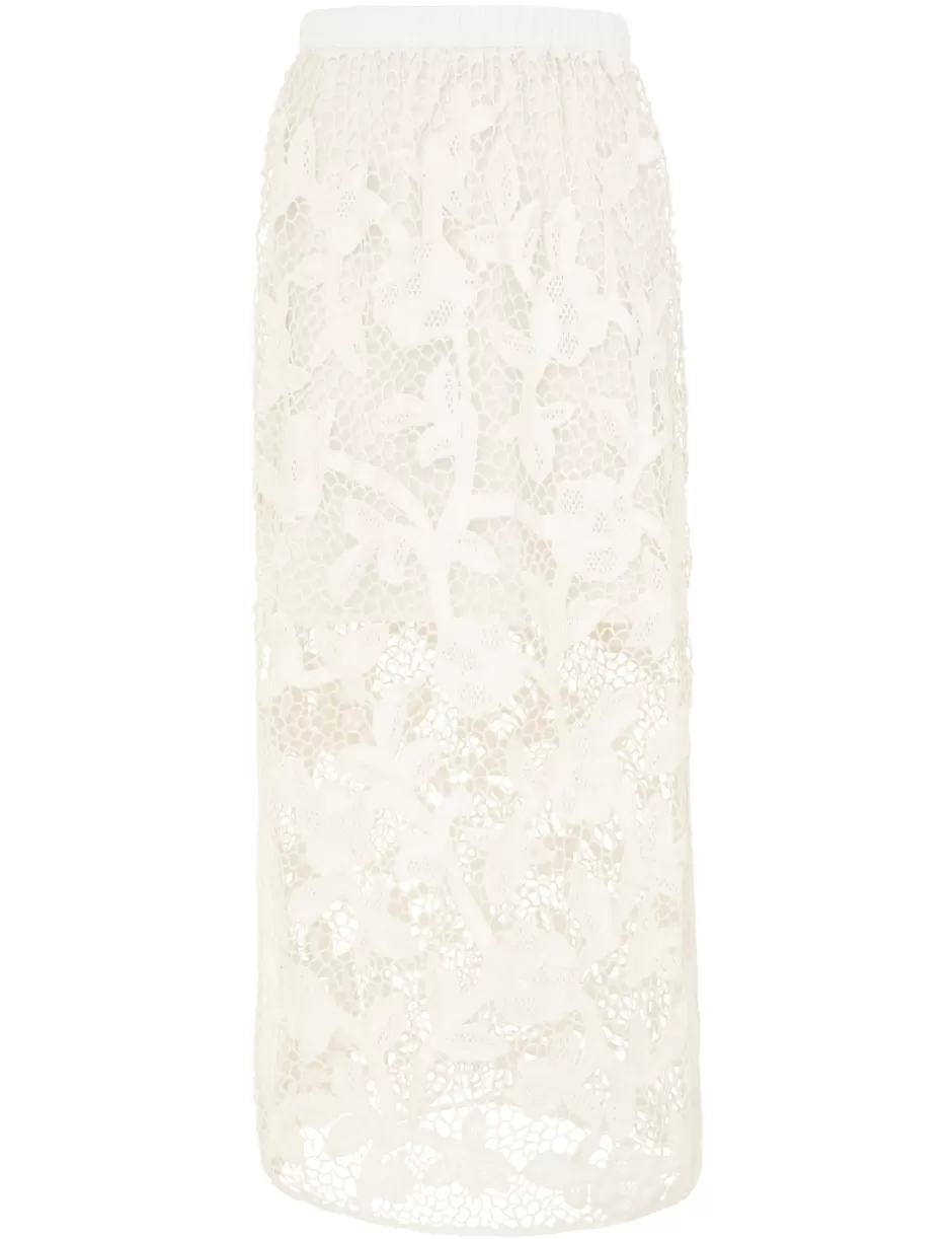 ZIMMERMANN Clothing | Skirts<Golden Crochet Lace Skirt Ivory