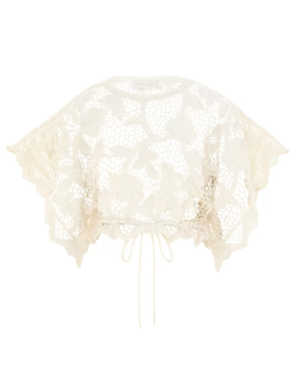 ZIMMERMANN Clothing | Tops<Golden Crochet Lace Top Ivory