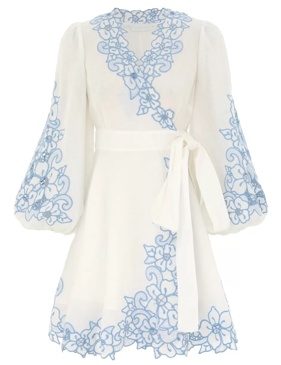 ZIMMERMANN Clothing | Dresses & Coverups<Golden Embroidered Mini Dress Ivory Blue