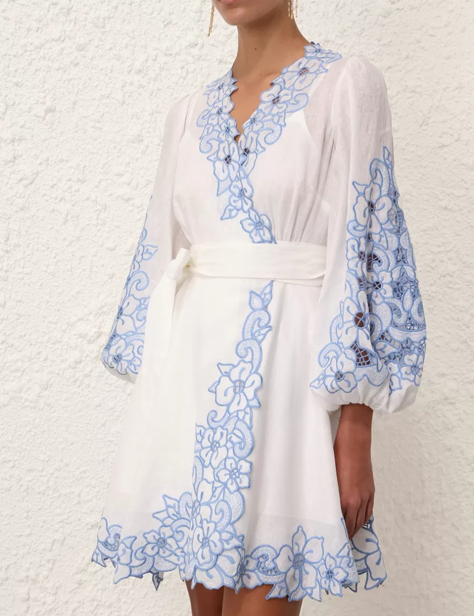 ZIMMERMANN Clothing | Dresses & Coverups<Golden Embroidered Mini Dress Ivory Blue