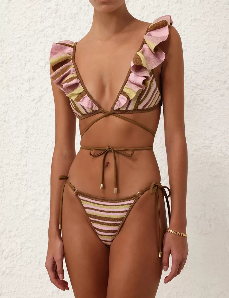 ZIMMERMANN Bikinis<Golden Knit Wrap Bikini Gold Multi Stripe