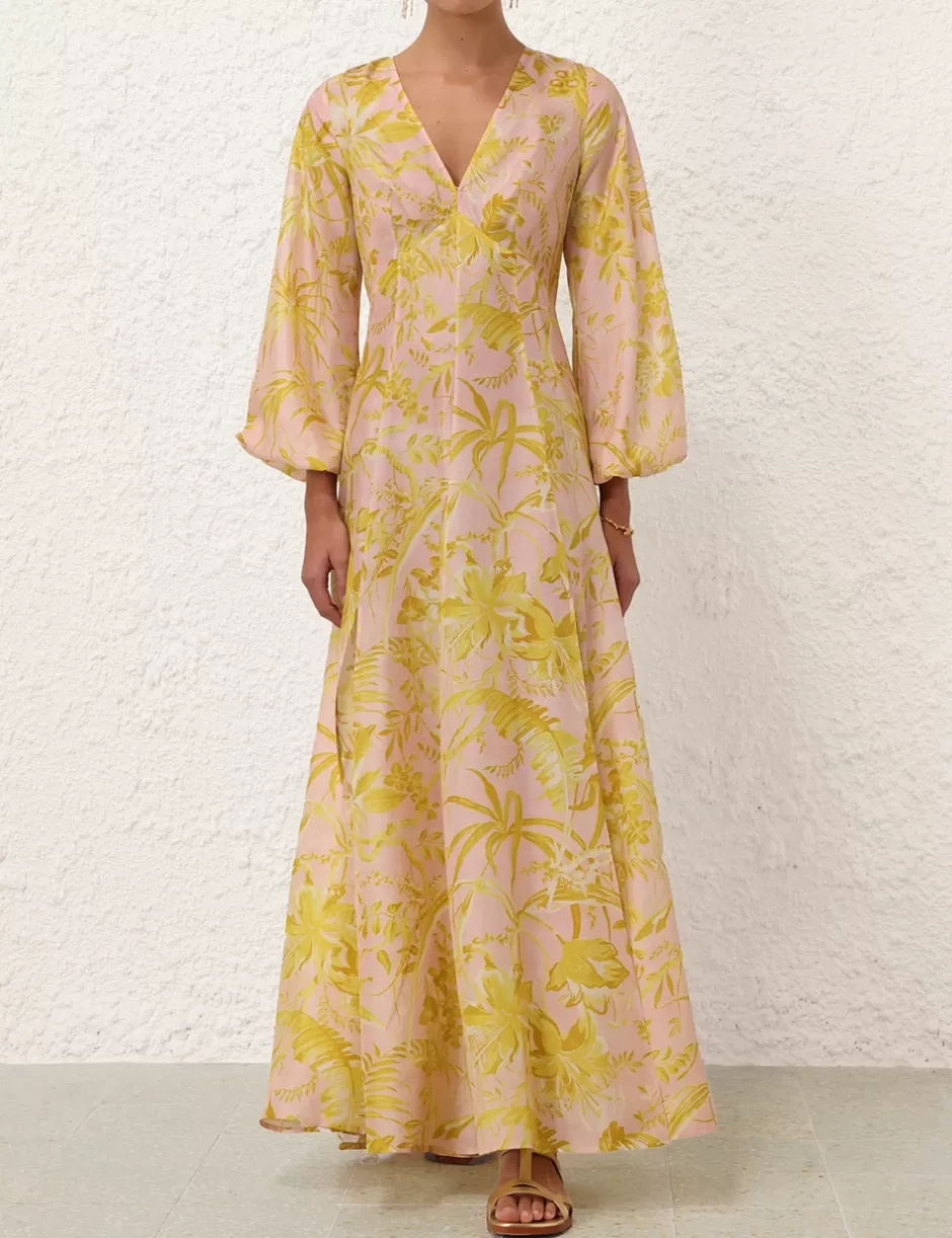 ZIMMERMANN Clothing | Dresses & Coverups<Golden Long Sleeve Maxi Dress Pink Gold Floral