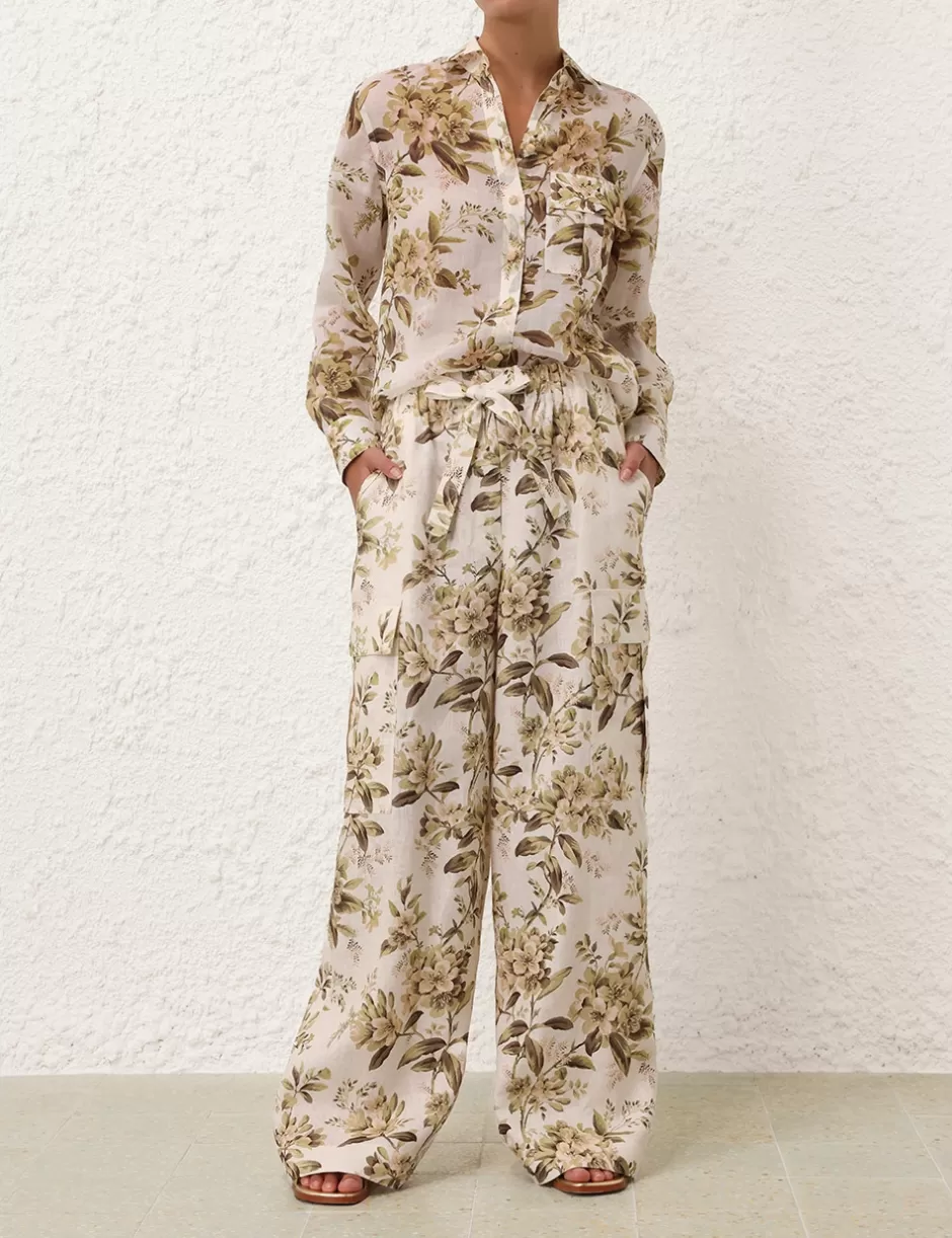 ZIMMERMANN Clothing | Tops<Golden Manstyle Shirt Sage Toile Floral