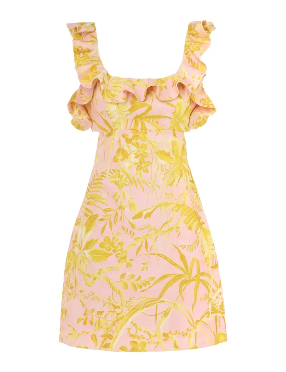 ZIMMERMANN Clothing | Dresses & Coverups<Golden Ruffle Mini Dress Pink Gold Floral