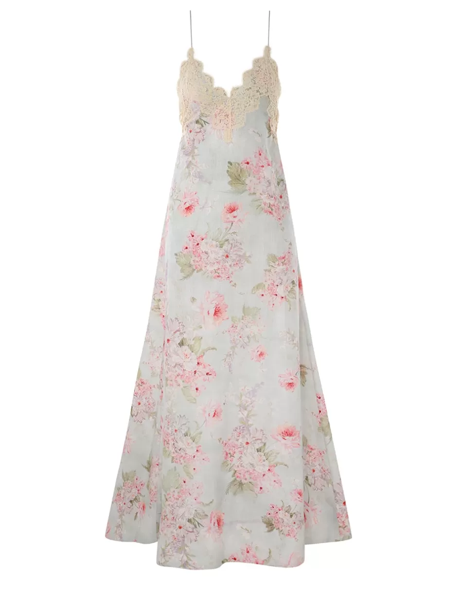 ZIMMERMANN Clothing | Dresses & Coverups<Halliday A-line Maxi Dress Blue Watercolour Floral