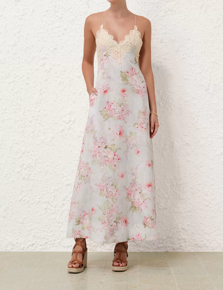 ZIMMERMANN Clothing | Dresses & Coverups<Halliday A-line Maxi Dress Blue Watercolour Floral