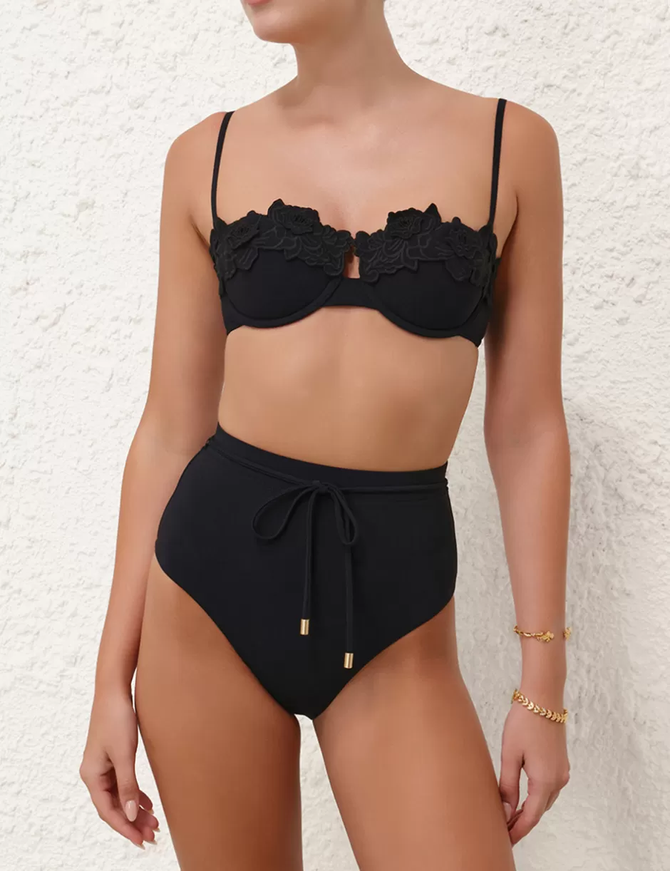 ZIMMERMANN Bikinis | Separates<Halliday Embroidery Bra Noir