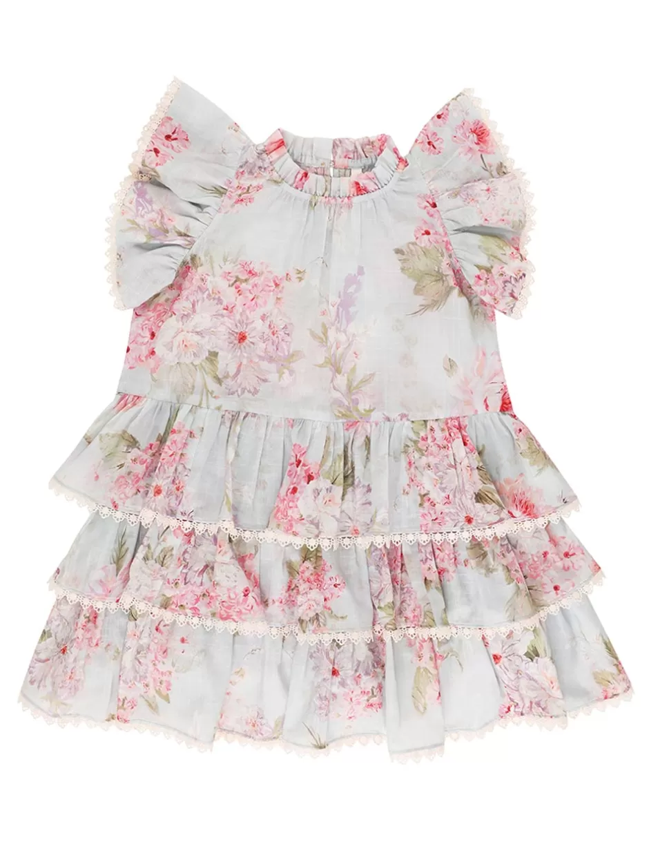 ZIMMERMANN Kids | Clothing<Halliday Frill Swing Dress Blue Watercolour Floral